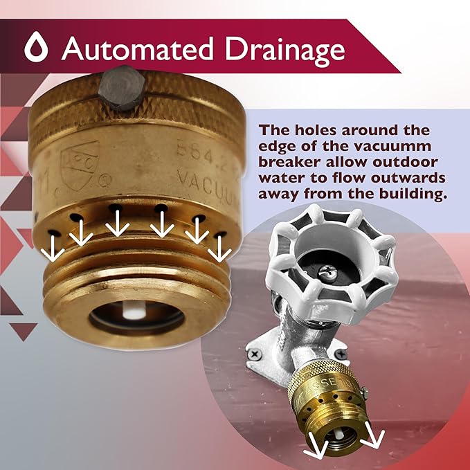 Vacuum Breaker 3/4 Inch Solid Brass Hose Bib Backflow Preventer for Garden Spigot RV Pack of 2