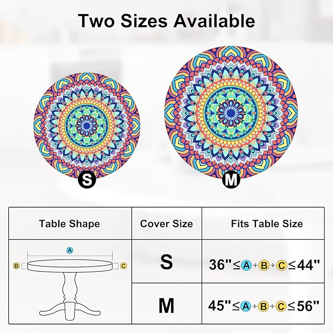 Round Tablecloth Fitted Elastic Table Cover Waterproof Table Cloth for Dinner, Party, Picnic,Camping, Round Table Cover for Indoor Outdoor