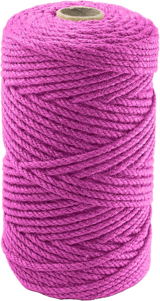 4mm x 200 Feet Pink Jute Rope, Twine for Gardening Tomato Climbing Plant Tie Floristry Crafts Gift Wrapping Packing Decor
