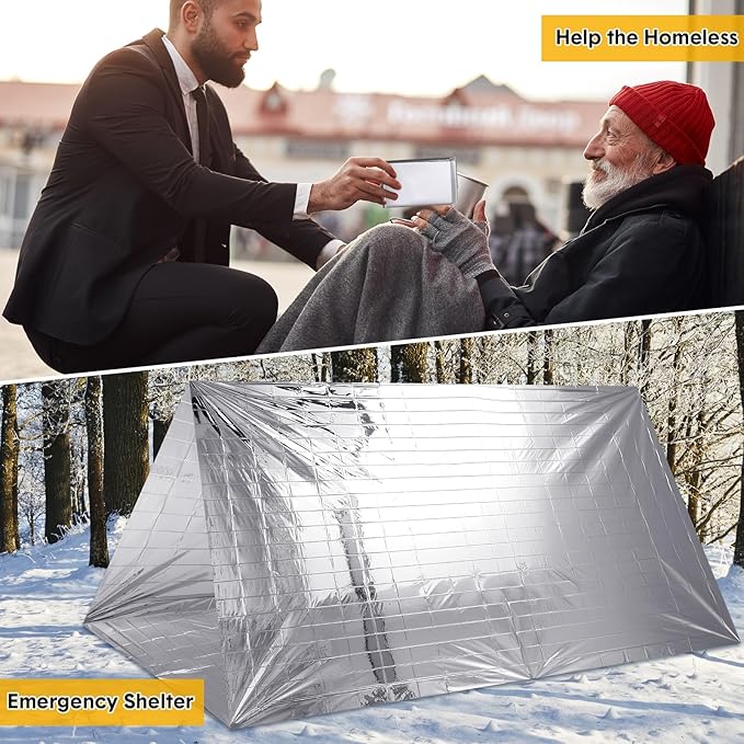100 Pcs Emergency Blankets for Survival 83 x 55 Emergency Foil Thermal Reflective Space Blanket Bulk Waterproof Individually Wrap Survival for Car Camping Outdoor Homeless