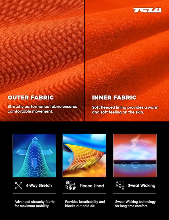 TSLA Men's Thermal Underwear Set, Microfiber Soft Fleece Lined Long Johns, Winter Warm Base Layer Top & Bottom