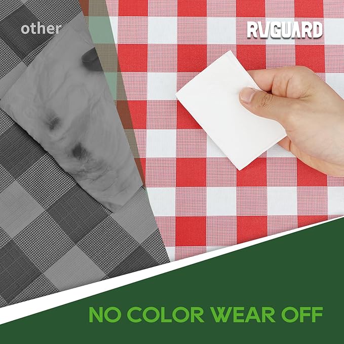RVGUARD Picnic Table Cover and Bench Covers, 28x72 Inch, Red & White, Fitted Tablecloth Cover with Elastic Edge, Water and Oil Proof