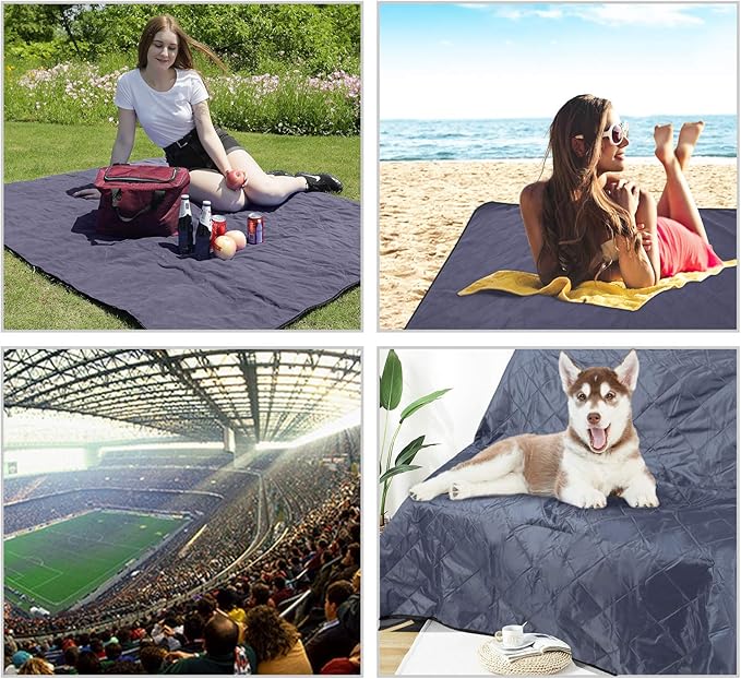 REDCAMP Large Waterproof Stadium Blanket for Cold Weather, Soft Warm Fleece Camping Blanket Windproof for Outdoor Sports, Grey