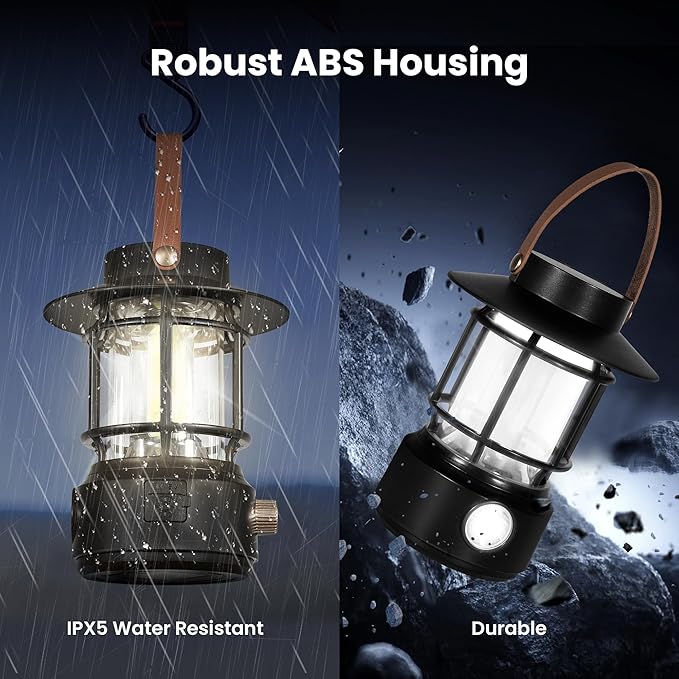 Led Camping Lantern 2 Pack, 1000LM, Solar Lantern Rechargeable Camping Lights with Side Flashlights for Emergencies, IPX5 Waterproof Portable led Lanterns for Power Outages,USB C Cable Included