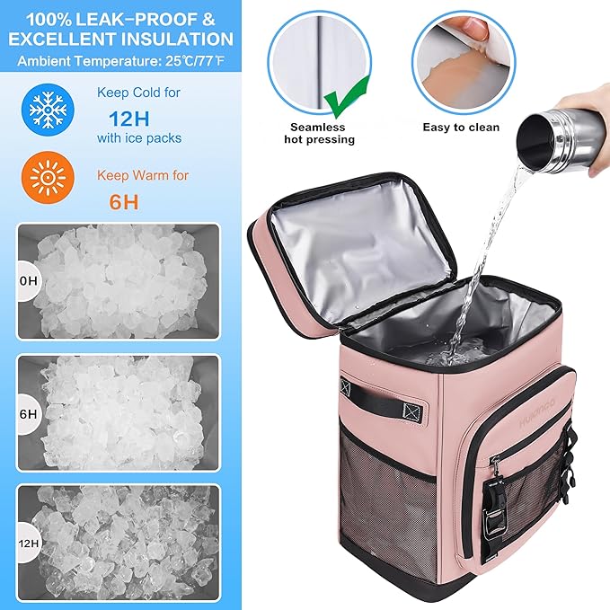 Large Waterproof Insulated Cooler Backpack for Men & Women, Leak Proof Cooler Backpack for Camping, Beach, Fishing, Picnic, Travel, Outdoor, 30L, 48Cans
