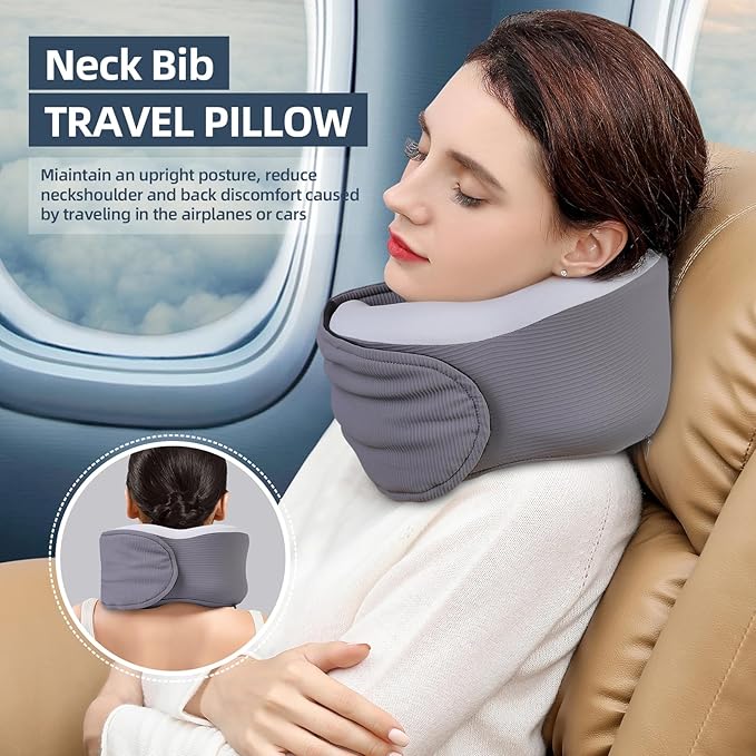 Travel Pillows for Airplanes,Memory Foam Neck Pillow for Comfort on Airplane,Neck Travel Pillow with its own Eye mask, Ergonomic Design for Travel, Car Rides, Offices and Home Use,M-L Sizes