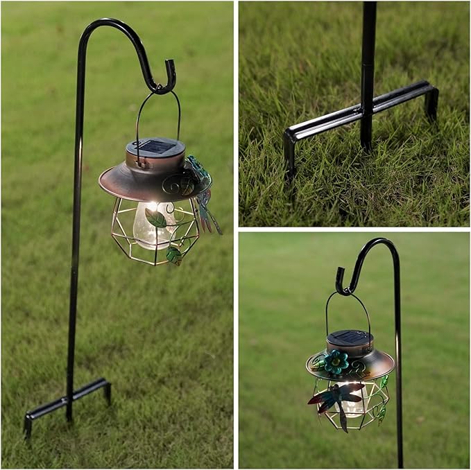 2 Pack Shepherd Hook 31 inch 1/2 inch Thick Use at Weddings, Hanging Solar Lights, Lanterns, Bird Feeders, Metal Hanger Hook (Black, 31 inch). U.S. Patent.
