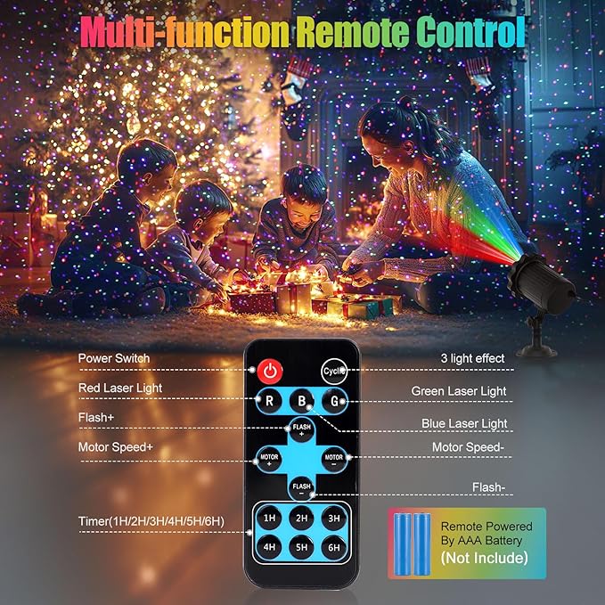 Waterproof Firefly Laser Projector Lights Outdoor,12 Effect Moving RGB Lights Show Laser Projection with RF Remote and Timer for Wedding Halloween Christmas Holiday Party Patio Garden Landscape Decor