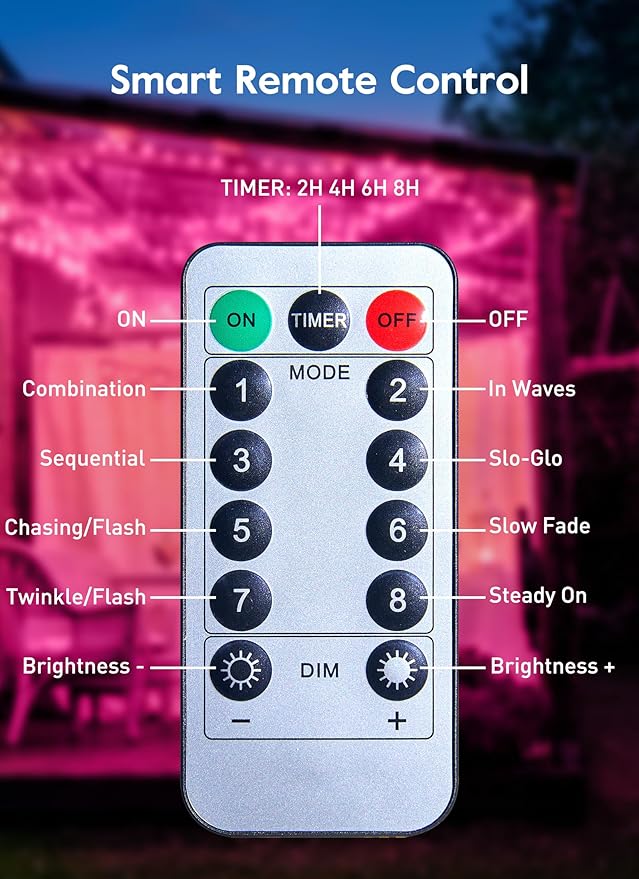 Pink USB Fairy Lights Plug in, 33Feet 100 LEDs Twinkle String Lights with Remote and Timer, Waterproof 8 Modes for Valentine's Day Bedroom Indoor Wreath DIY Wedding Christmas Holiday Decoration