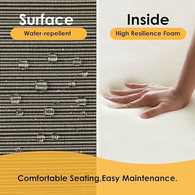 Outdoor Square Corner Seat Cushion, 19"x19"x3", Set of 4, Non Slip Seat Cushion Pads with Removable Cover for Patio Furniture, Garden Yard Lawn, Dark Black Tan Stripe