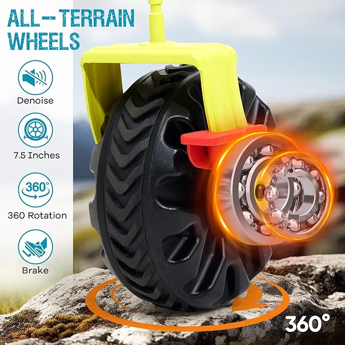 400L Collapsible Double Decker Beach Wagon with Brakes, Folding Beach Cart with 54" Extra Long Decker, 450LBS Heavy Duty Wagon Chart with All-Terrain Big Wheels for Sand Camping Garden