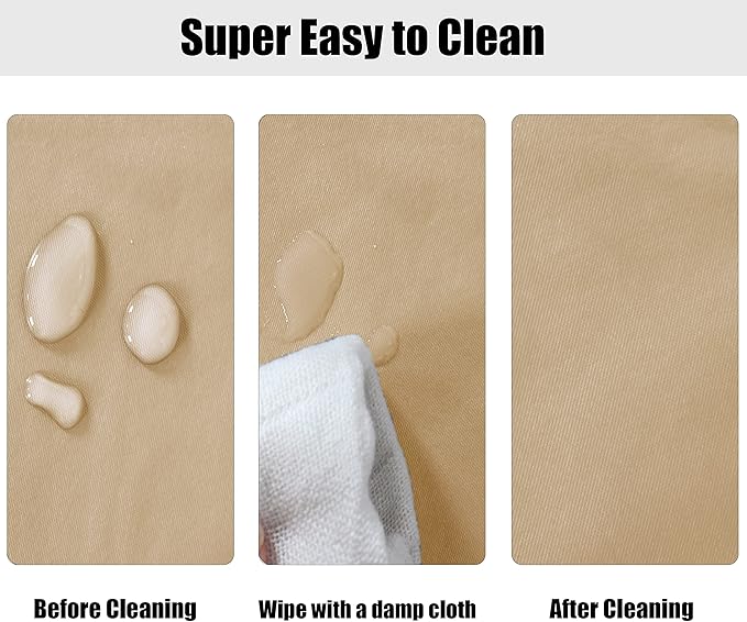 LUSHVIDA Round Waterproof Table Cover Elastic Vinyl Fitted Tablecloth Elastic Edged Plastic Table Cloth (Champagne, Best for Up to 36"-44" Round)