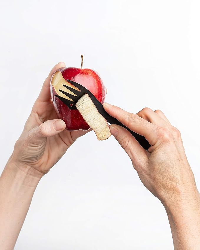 Spork Ultra Lightweight and Strong 5 in 1 Camping Utensil Set-Spoon+Fork+Knife+Peeler+Bottle Opener+Bag+Carry case. Ideal for Outdoors, Home or Office