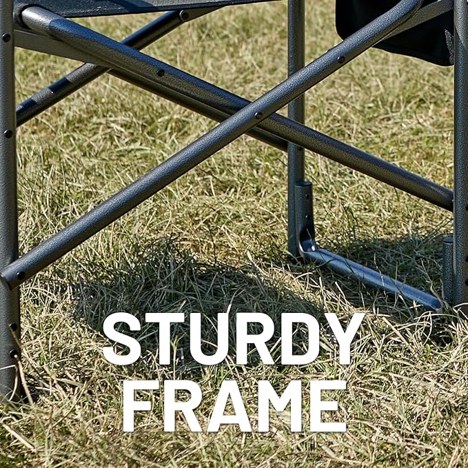 TIMBER RIDGE Aluminum Oversized Camping Chair, Lightweight Portable Directors Chair with Side Table Detachable Side Pocket for Outdoor Camping, Lawn, Picnic, Support 400lbs Black 2 Pack