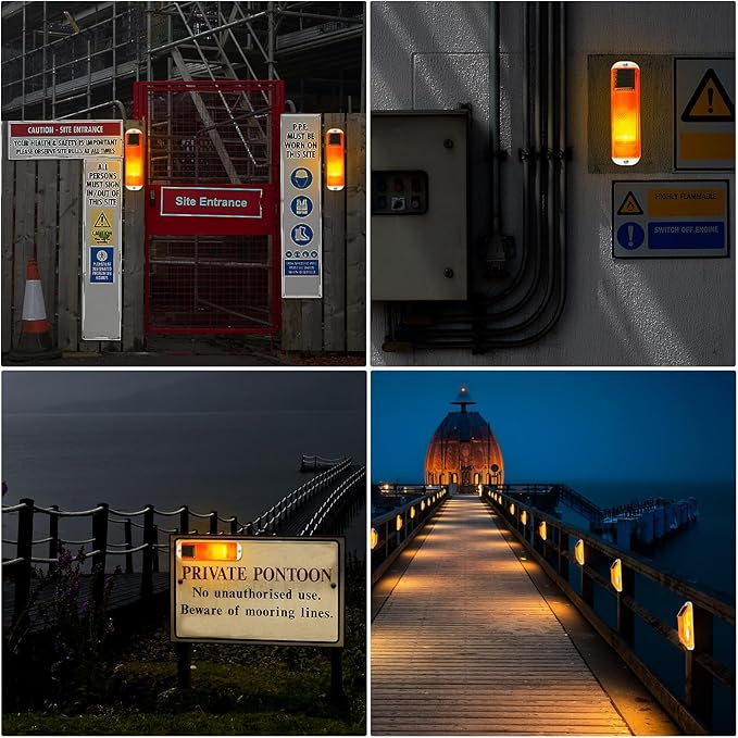 Aolyty Solar Strobe Warning Light Sensitive LED Warning Lamp Super Bright Waterproof Light Control Flashing Beacon Barricade Construction Safety Road Signs Flash Traffic Lights (White)