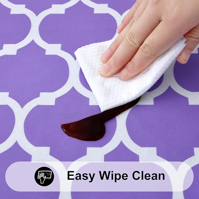 Smiry Rectangle Picnic Table Cover, Waterproof Elastic Fitted Camping Tablecloths for 5 Foot Tables, Wipeable Flannel Backed Vinyl Tablecloth Protector for Indoor, Outdoor (Lavender, 30x60 Inches)