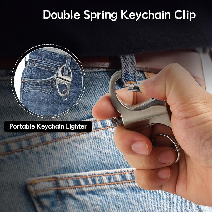 Keychain Lighter, Permanent Metal Match Strike, Infinity Lighter Waterproof Windproof Matches Reusable, Multitool Fire Starter Key Ring for Outdoor Hiking Traveling Camping Emergency