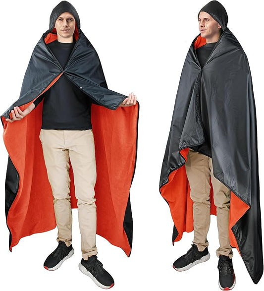 Catalonia Waterproof Stadium Blanket, Windproof Wearable Poncho for Football Sideline & Sports Events for Fans, Portable, Durable Outdoor Blanket for Camping & Tailgating