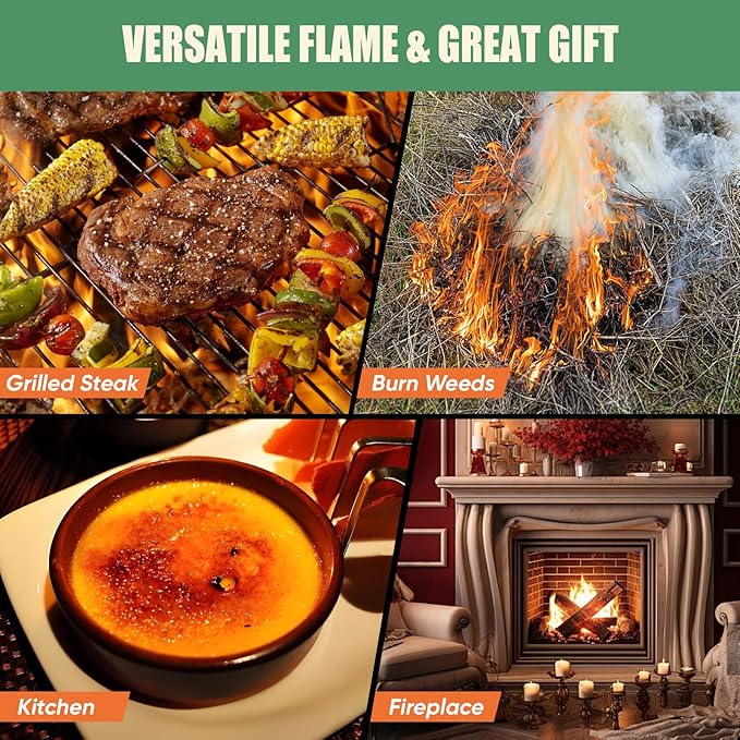 Powerful Propane Torch Gun, Kitchen Torch with Adjustable Flame, Flamethrower Blow Torch Gun Gas Welding Kits for BBQ, Searing Steak, Camping & Charcoal Torch Lighter(Tank Not Included)