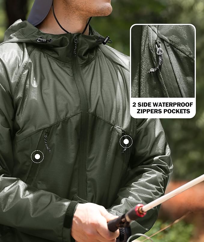 SWISSWELL Mens Lightweight Rain Jackets Raincoat with Hood Waterproof Windbreaker Jackets for Cycling Golf Fishing Running