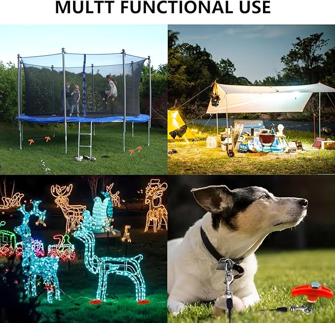 8" Screw in Tent Stakes Heavy Duty, Ground Anchors Screw in, Metal Threaded Tent Spikes, Camping Pegs for Canopies & Gardening Inflatable Decor (20 PCS Orange)