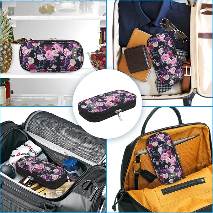 YOUSHARES Insulin Cooler Travel Case - Travel Ice Pack for Diabetic Organize Supplies Diabetes Bags Insulated Cooling Bag (Rose)