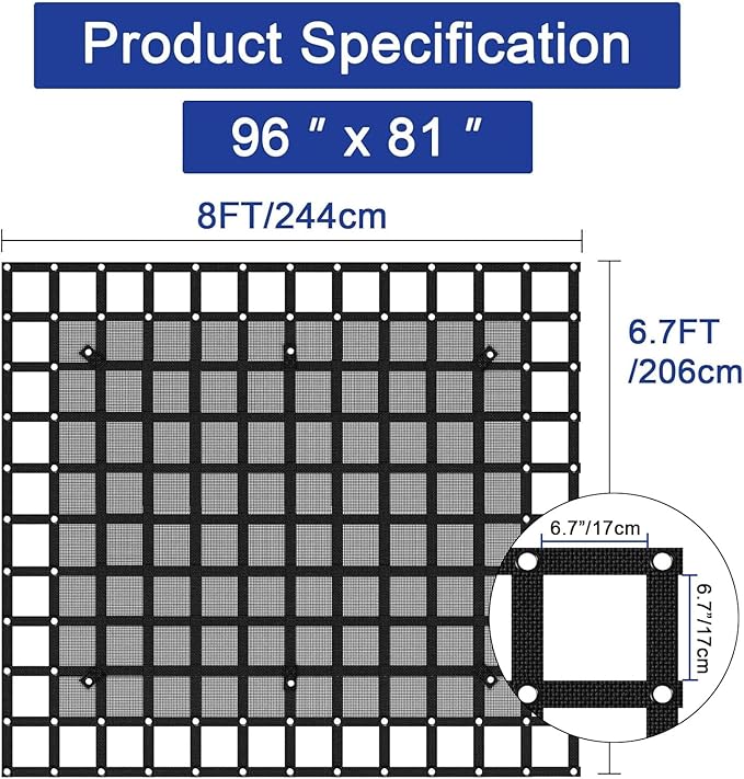Heavy Duty Truck Bed Cargo Net - 2 Size Options with J Hooks & Reinforced Mesh, Universal Pickup Truck Organizer Secure Transport