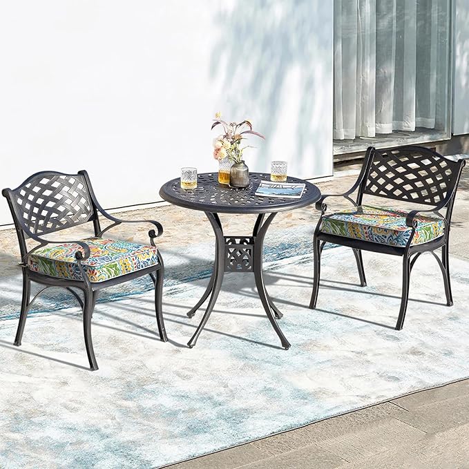 LVTXIII Patio Chair Cushions 22"x22"x3", Water-Repellent Outdoor Seat Cushions for Patio Furniture, Square Chair Pads with Ties for Home Garden Decoration, Set of 2, Paisley Multi