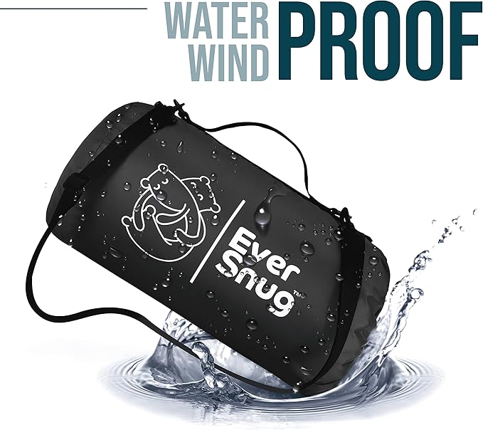 EverSnug Sherpa Waterproof Camping Blanket - Extra Thick and Warm, Large Sherpa Fleece Outdoor Blanket for Camping, Picnics, Beaches, Stadiums, Pets - Washable and Windproof for Cold Weather (Black)