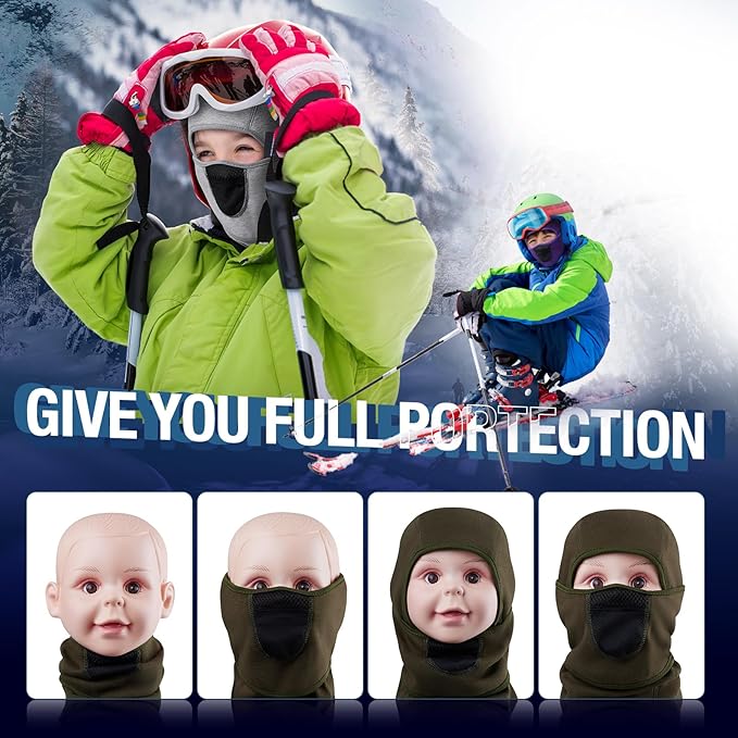 Kids Balaclava Windproof Ski Mask for Boy Girl (with Breathable Holes), Winter Hat Ski Mask for Cold Weather for Skiing