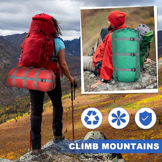 5 Pack Compression Stuff Sack 5 Assorted Size Sleeping Bag Stuff Sack Ultralight Sleeping Bag Cover Space Saving Gear for Travel Outdoor Camping Hiking Backpacking