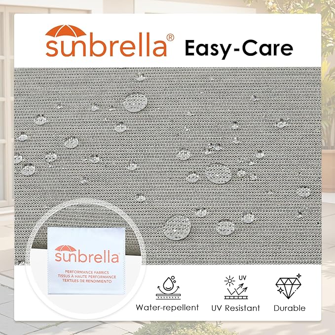 Outdoor Sunbrella Round Corner Seat Cushion, 17"x16"x2", Set of 4, Non Slip Seat Cushion Pads with Removable Cover for Patio Furniture, Garden Yard Lawn, Specrtum Pebble