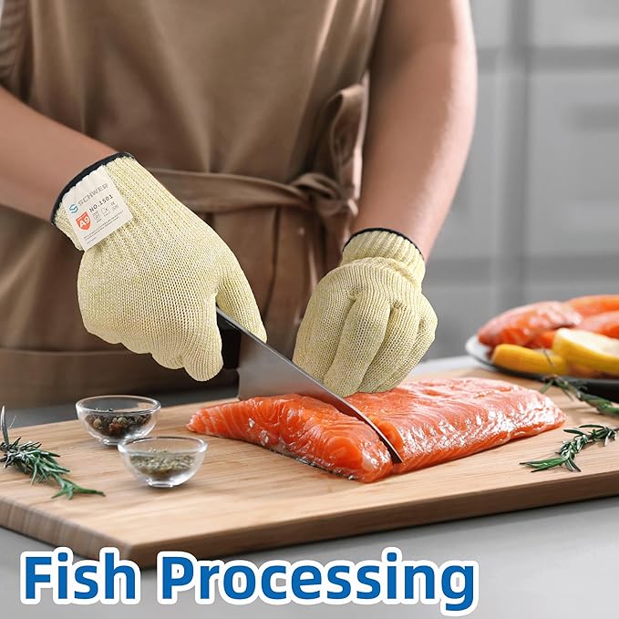 Schwer 2 Pairs SlicePro ANSI A9 Cut Resistant Gloves PR1501, Food Grade Reliable Cutting Glove, Mandoline Gloves for Kitchen Meat Cutting, Oyster Shucking, Fish Fillet Processing, Non-PFAS, L