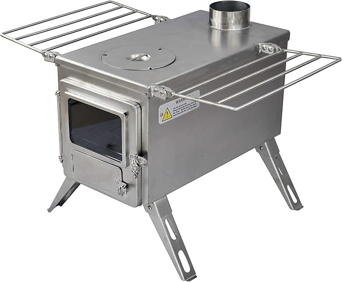 Winnerwell Nomad Large Tent Stove | Portable Wood Burning Stove for Tents, Shelters, and Camping | 1500 Cubic Inch Firebox | Precision Stainless Steel Construction | Includes Chimney Pipe
