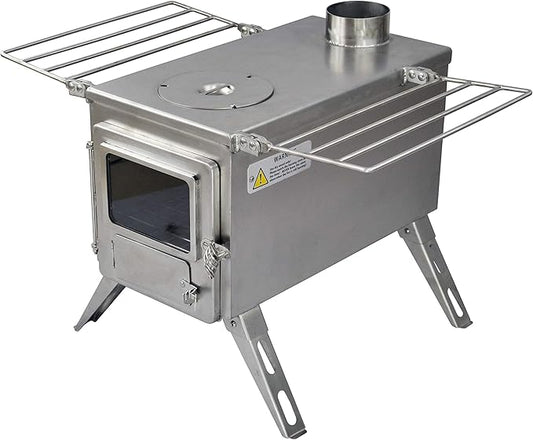 Winnerwell Nomad Large Tent Stove | Portable Wood Burning Stove for Tents, Shelters, and Camping | 1500 Cubic Inch Firebox | Precision Stainless Steel Construction | Includes Chimney Pipe
