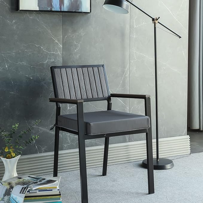 Patio Chair Cushions Non Slip Bottom Chair Pad with Ties Set of 2 Waterproof Square Outdoor Seat Cushion Replacement for Garden Swing Furniture 18x18 Inch, Gray