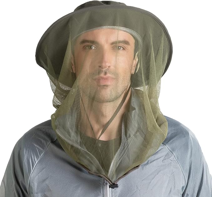 Fishing Hat Sun Protection Hat Mosquito Head Net for Outdoors Bucket Hat with Hidden Net Mesh