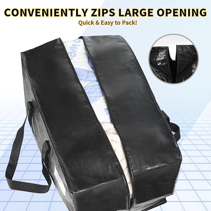 Heavy Duty Extra Large Moving Bags,96 Gallon Jumbo Packing Bags,Huge Moving Storage Bags with Strong Zippers & Carrying Handles,Reusable Big Moving Storage Bags for College Dorm Travel 1Pack