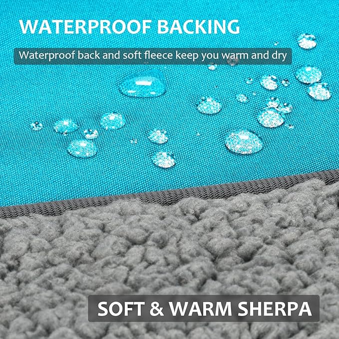 Tirrinia Large Waterproof Outdoor Blanket, Soft Warm Windproof Stadium Blanket with Sherpa Fleece and Foldable for Outdoor Sport, Baseball, Football, Beach, Concerts, Car