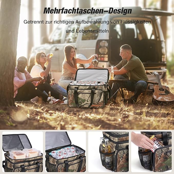 Insulated Cooler Bag 48/75 Cans, Soft Sided Portable Lunch Bag Coolers w/Zippered Top, Leak Proof PVC Interlayer, 5-Layer Insulation Large Ice Chest Bag for Travel, Camping, Beach, Picnic