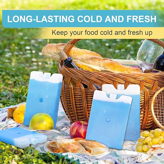 TOPOKO Ice Packs for Lunch Bags, Cooler. Freezer Packs for Lunch Box, Cooler Bag. Slim Reusable & Long-Lasting, BPA-Free, Quick Freeze, Perfect for Picnic, Camping, Beach, Outdoor Sports.