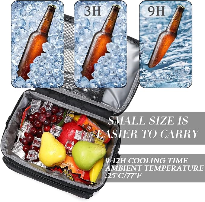 TuErcao Insulated Cooler Bag 6/24 Can Collapsible Leakproof Soft Sided Cooler for Car, Portable Foldable Small Ice Chest for Beach Camping Picnic Travel, 5/15qt Lunch Box for Men Work