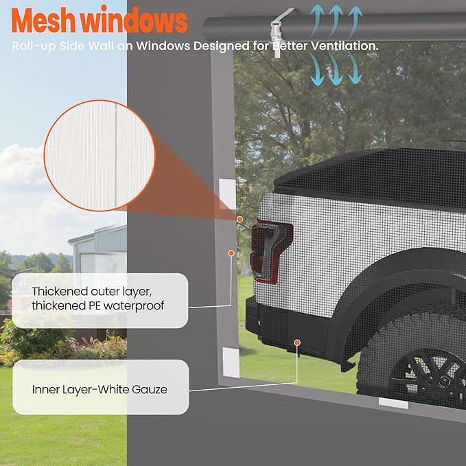 Carport, 13‘ x 20’ Heavy Duty Portable Garage All-Season Car Canopy w/Removable Sidewall & Doors, Carport Canopy Party Tent w/Water-Resistant Tarp for Backyard (Grey, 13‘ x 20')