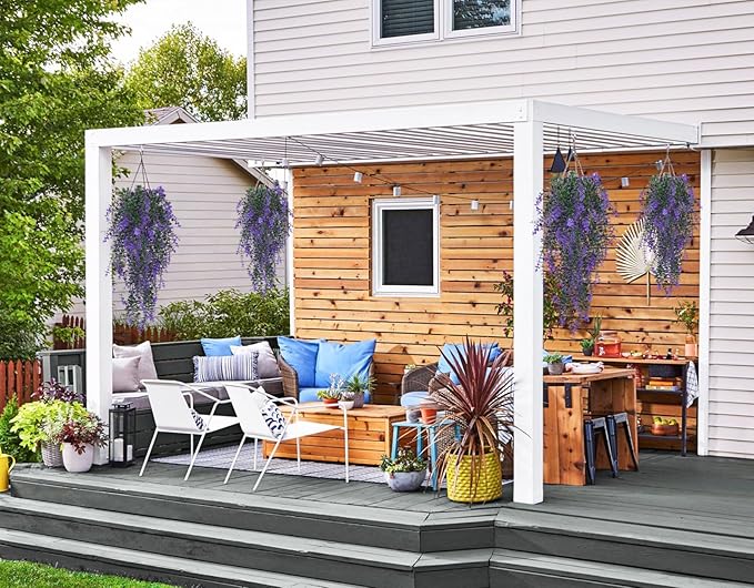 RECUTMS Artificial Plants Fake Eucalyptus Plants Faux Hanging Leaves Green Plant Artificial Hanging Plant for Indoor Home Room Kitchen Table Outdoor Patio Garden Yard Decor(Purple)