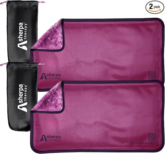 Small Soft Ice Packs for Injuries Reusable - Hot and Cold Flexible Gel Ice Packs Reusable for Ankle, Hand, Wrist, Head Pain Relief - 5" x 10" - 2PK - Purple