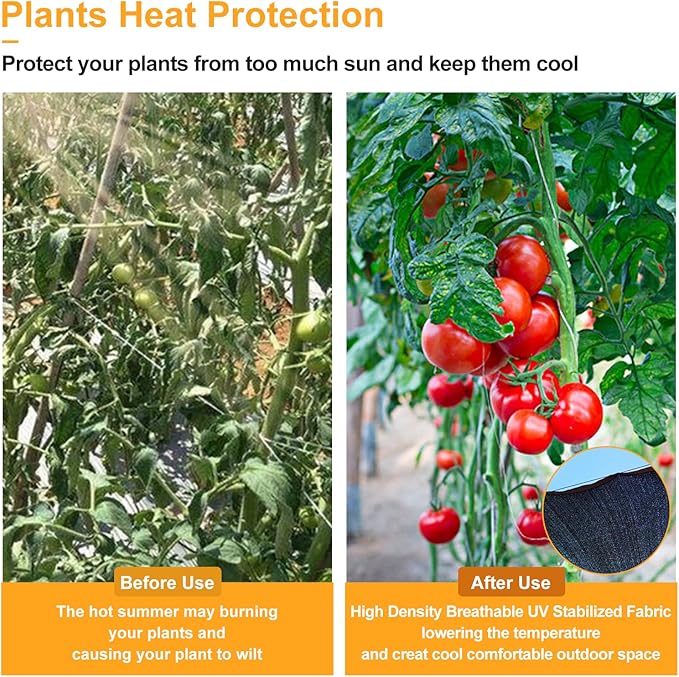 UCINNOVATE 90% Sunblock Shade Cloth with Grommets, 6.5x13 ft Durable Garden Shade Net Fabric Mesh Sunscreen UV Resistant Plant Sunshade for Chicken Coop Outdoor Pergola Canopy Barn Kennel Patio Lawn