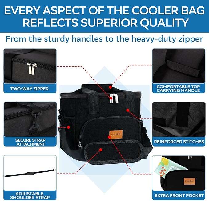 Portable Soft Cooler Bag - 24/60 Can Insulated Camping Cooler, Leakproof Collapsible Soft Sided Cooler for Drink, Suitable for Picnic, Beach, Outdoor, Lunch, Work, Ice Chest