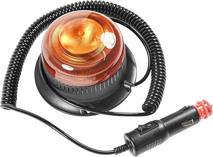 HQRP Amber Beacon Emergency Strobe Construction LED Lights Magnetic Mount, Flashing Caution Safety Warning LED Light for Vehicles, Truck, Golf Cart, Tractor, Postal Car, ATV, UTV, Snow Plow, Forklift