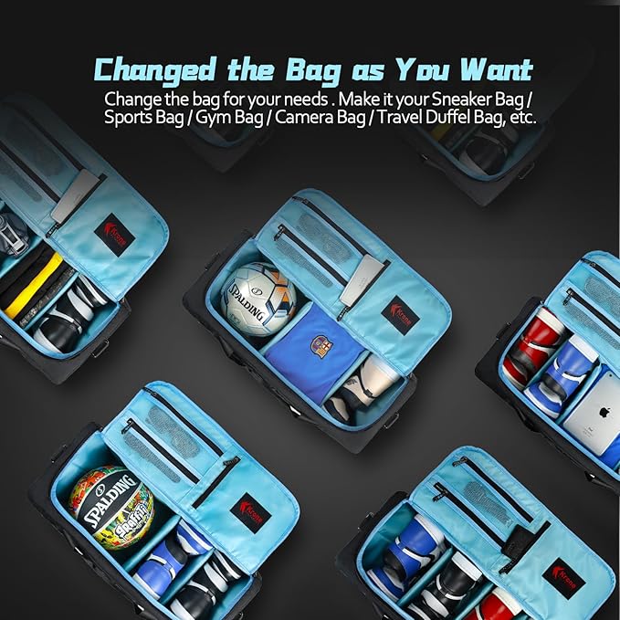 Sneaker Bag for Travel/Sneakerhead gift/Outdoor Sports Bag/Gym Bag /, A Multi-functional Travel Duffel Bag with 3 Adjustable Dividers, & Shoulder Strap,Made of Nylon, by Krone Kalpasmos-classic