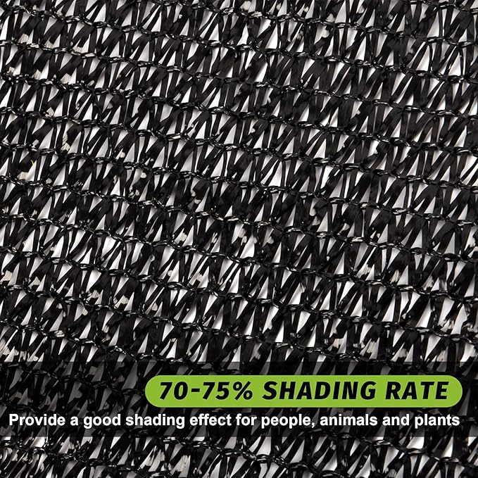 Garden expert 75% Black Shade Cloth 5x10FT Taped Edge with Grommets Sun Net Mesh for Garden Patio Backyard UV-Resistant